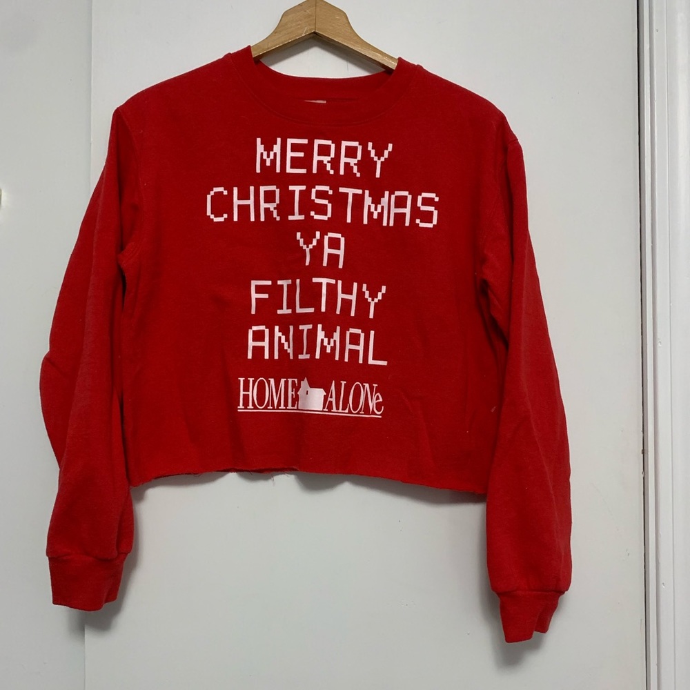 Home Alone Merry Christmas Ya Filthy Animal Cropped Sweatshirt (Juniors)